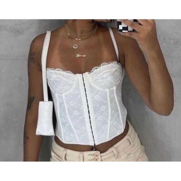 Micas Tops - Micas white laced corset size Small new with tag